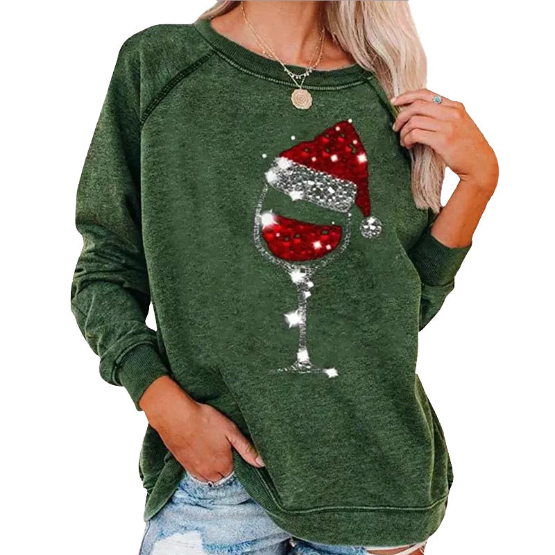Valenzora | Festive Cheers Wine Glass Sweatshirt