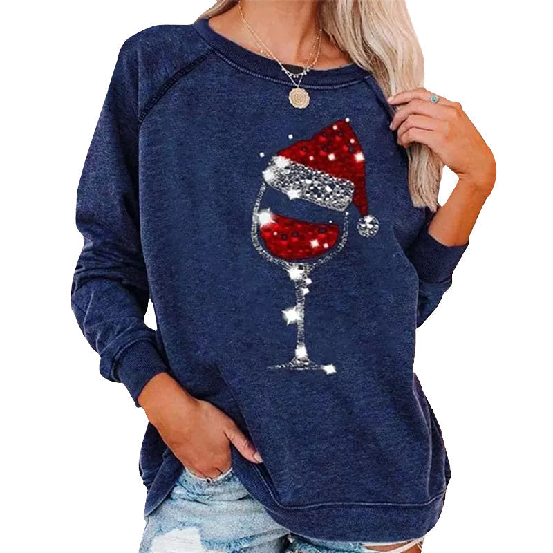 Valenzora | Festive Cheers Wine Glass Sweatshirt