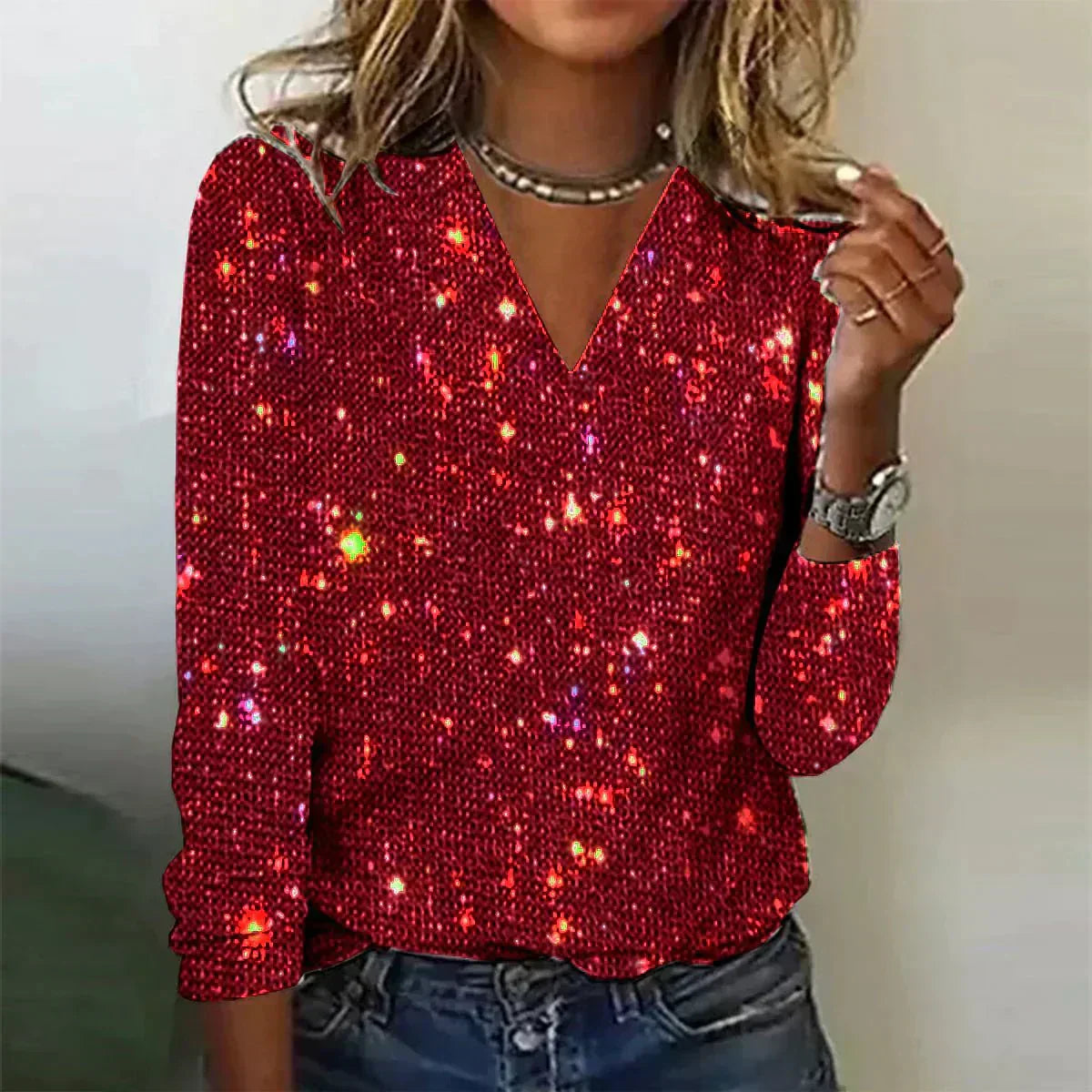 Valenzora | Top Sparkling V-Neck Party Must-Have