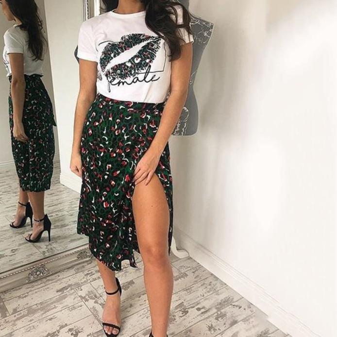 wrap skirt in midi length