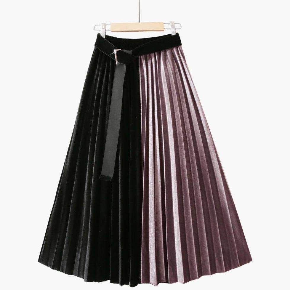 Two-tone pleated skirt