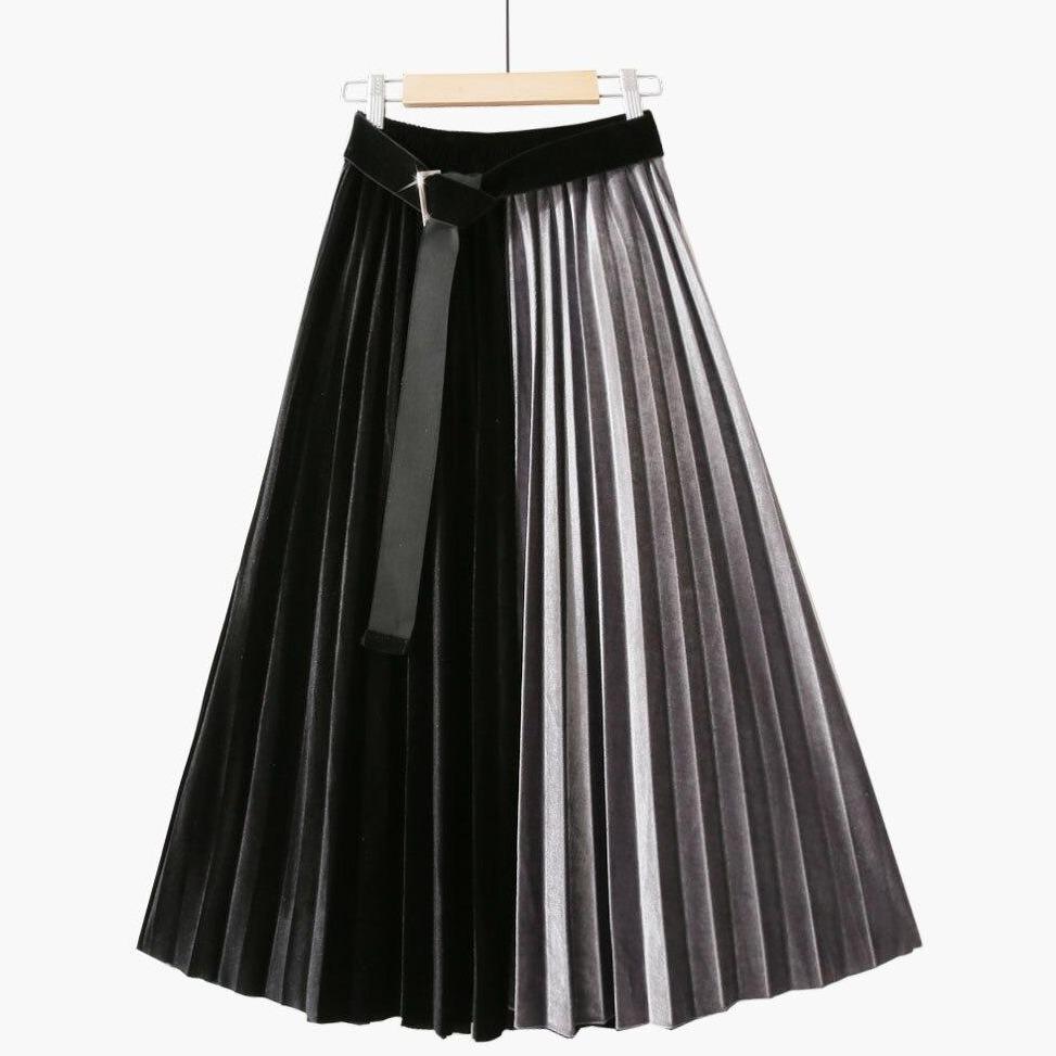 Two-tone pleated skirt