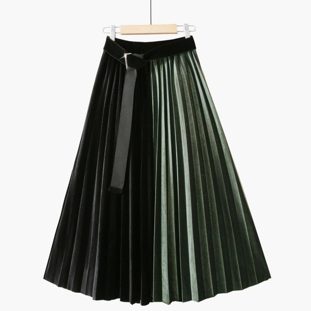Two-tone pleated skirt