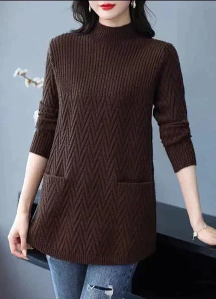 Women's sweater with high collar