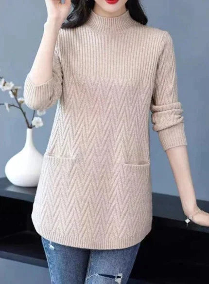 Women's sweater with high collar
