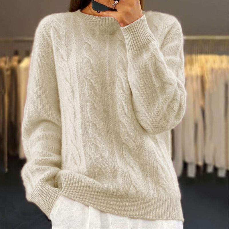 Valenzora | Stylischer Damenpullover im Zopfmusterdesign