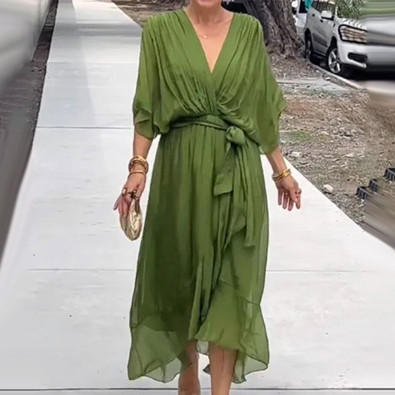 Elegant Flow V-Ausschnitt-Kleid