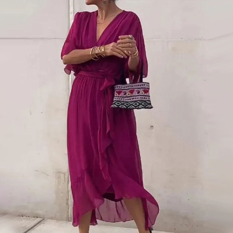 Elegant Flow V-Ausschnitt-Kleid