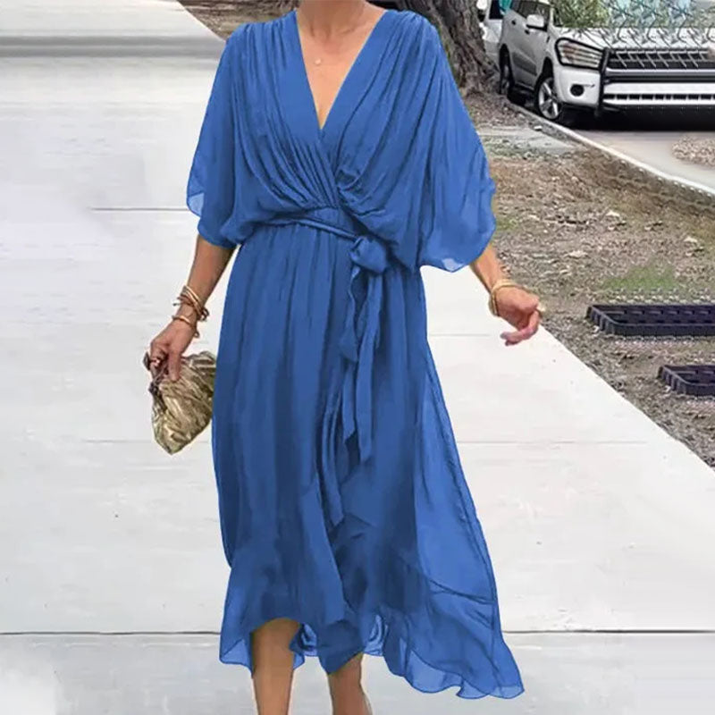 Elegant Flow V-Ausschnitt-Kleid