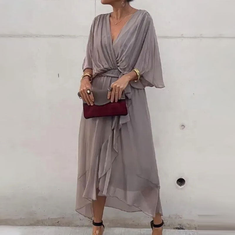 Elegant Flow V-Ausschnitt-Kleid