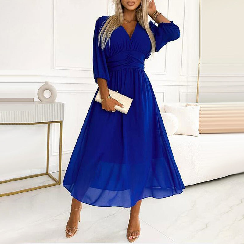 Valenzora | Women's V-Neck Lightweight Chiffon Dresses
