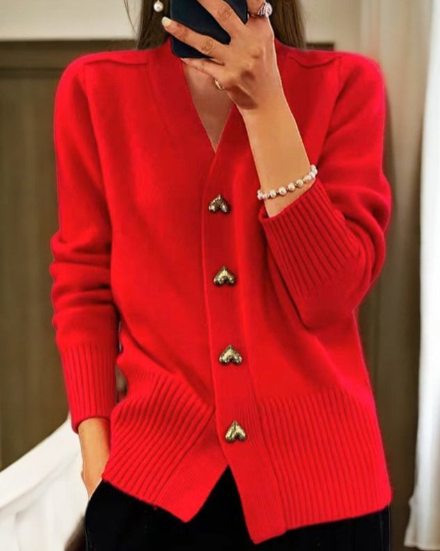Valenzora | Elegante Strickpullover mit Herzknöpfen