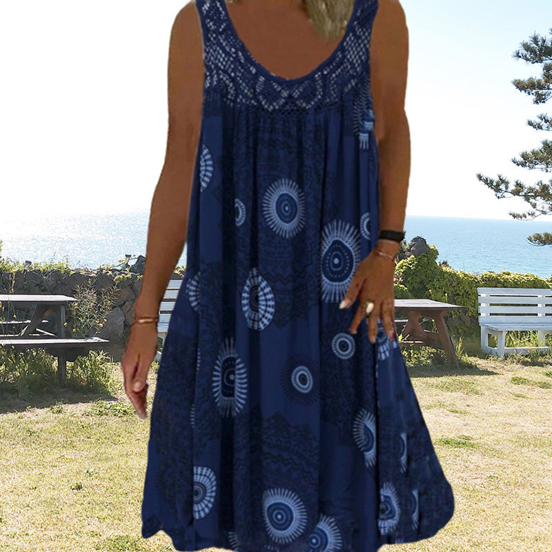 Valenzora | Luftiges Sommerkleid mit Print & Rundhalsausschnitt