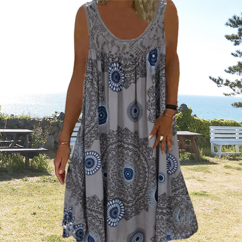 Valenzora | Luftiges Sommerkleid mit Print & Rundhalsausschnitt