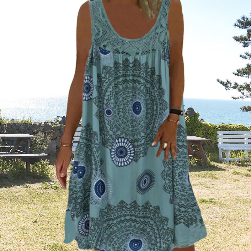 Valenzora | Luftiges Sommerkleid mit Print & Rundhalsausschnitt