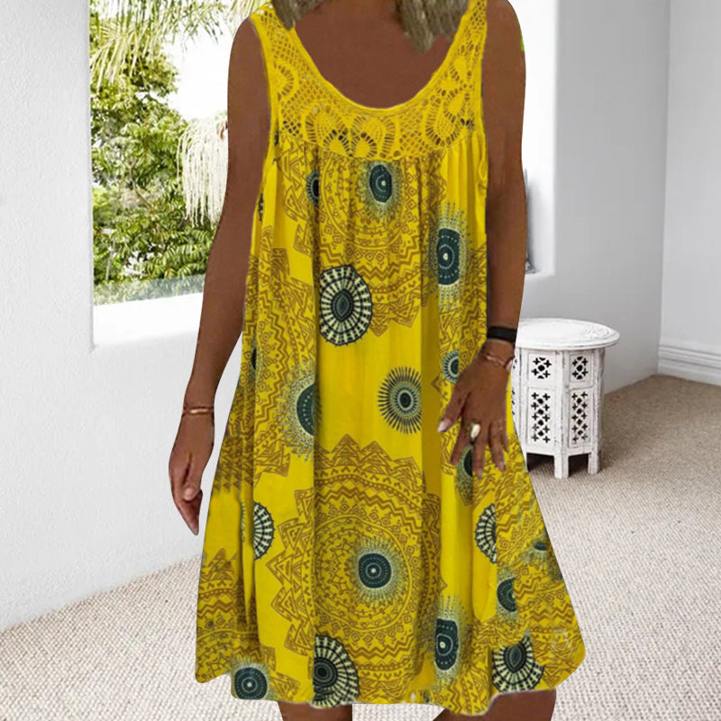 Valenzora | Luftiges Sommerkleid mit Print & Rundhalsausschnitt