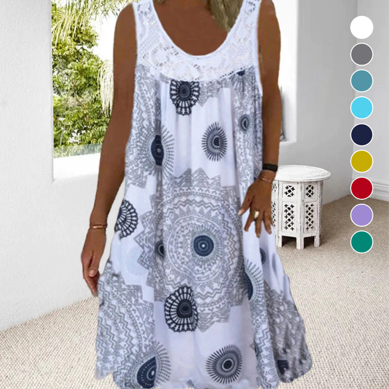 Valenzora | Luftiges Sommerkleid mit Print & Rundhalsausschnitt