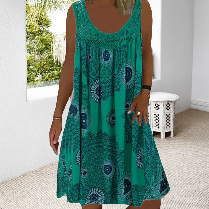 Valenzora | Luftiges Sommerkleid mit Print & Rundhalsausschnitt