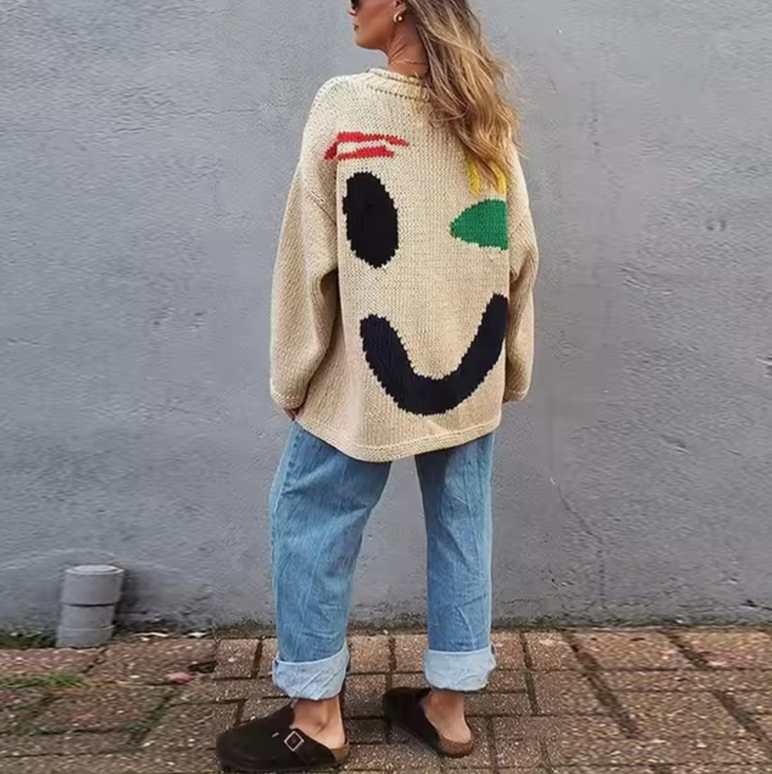 – Oversized cotton knit sweater