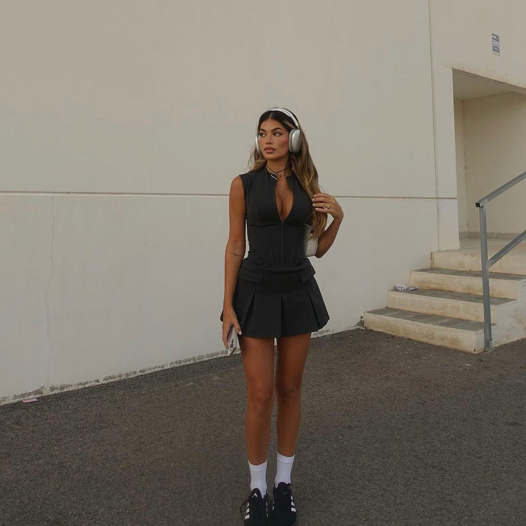 Valenzora | Mini dress with corset and pleated skirt for women