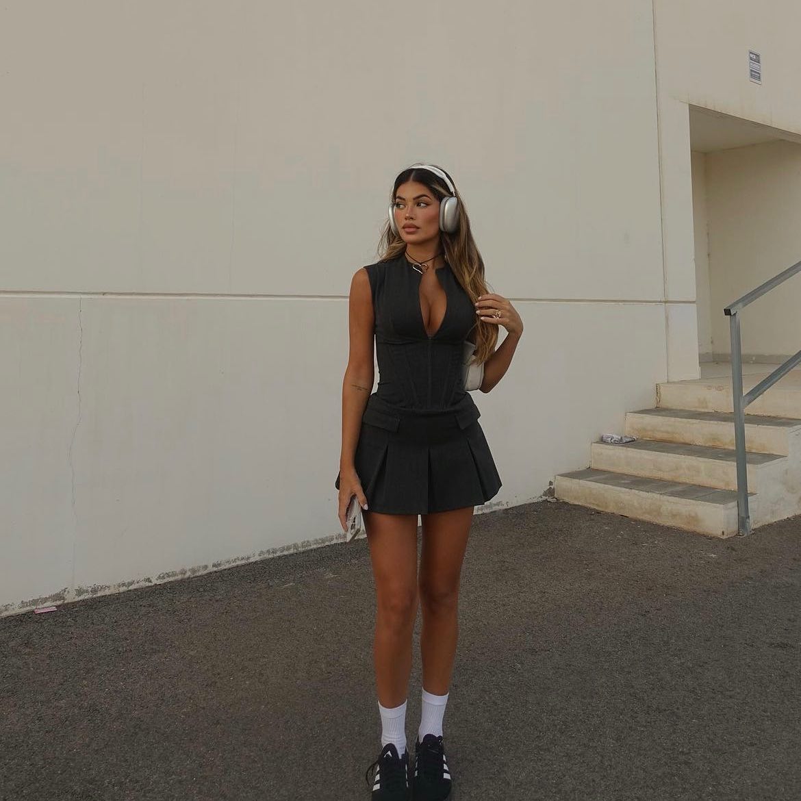 Valenzora | Mini dress with corset and pleated skirt for women