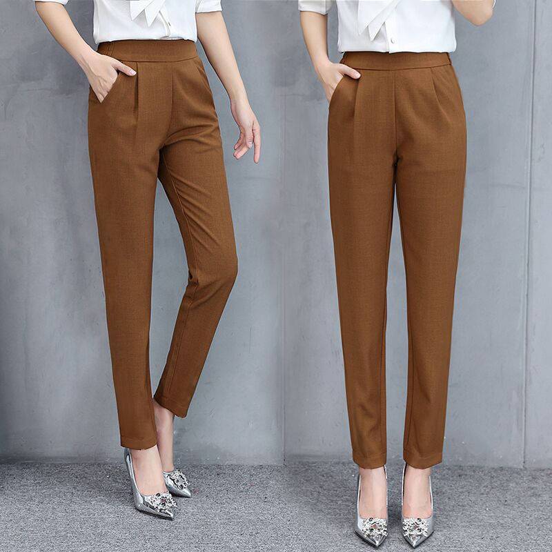 Valenzora | Thin silk ankle-length trousers with a high waist and flexible pencil shape