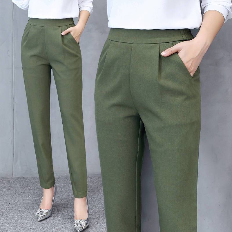 Valenzora | Thin silk ankle-length trousers with a high waist and flexible pencil shape