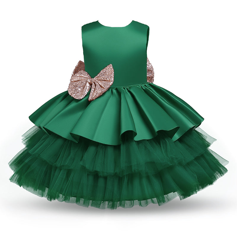 Valenzora | Baby girl's dress with large bow, christening gown, formal dresses