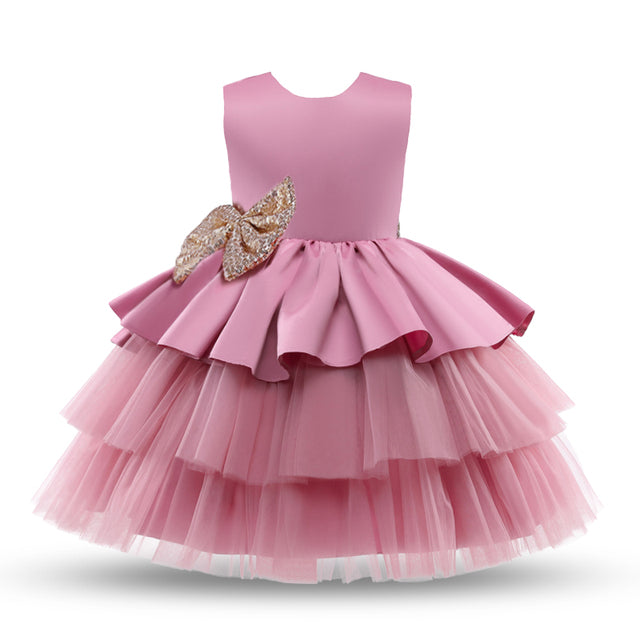 Valenzora | Baby girl's dress with large bow, christening gown, formal dresses