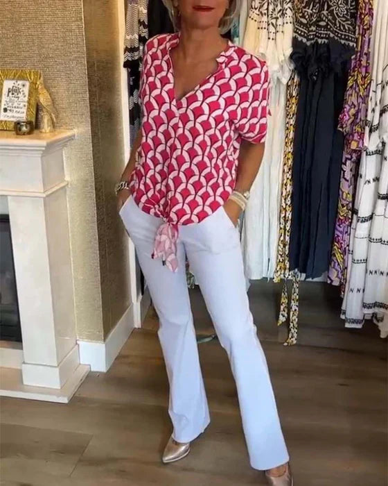 Stella | Casual printed top with V-neck