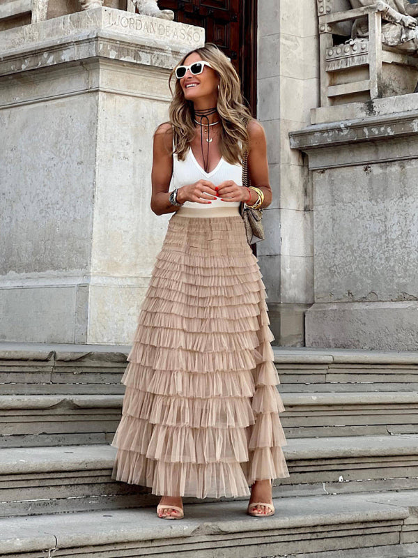 Valenzora | Trendy maxi skirt made of multi-layered tulle