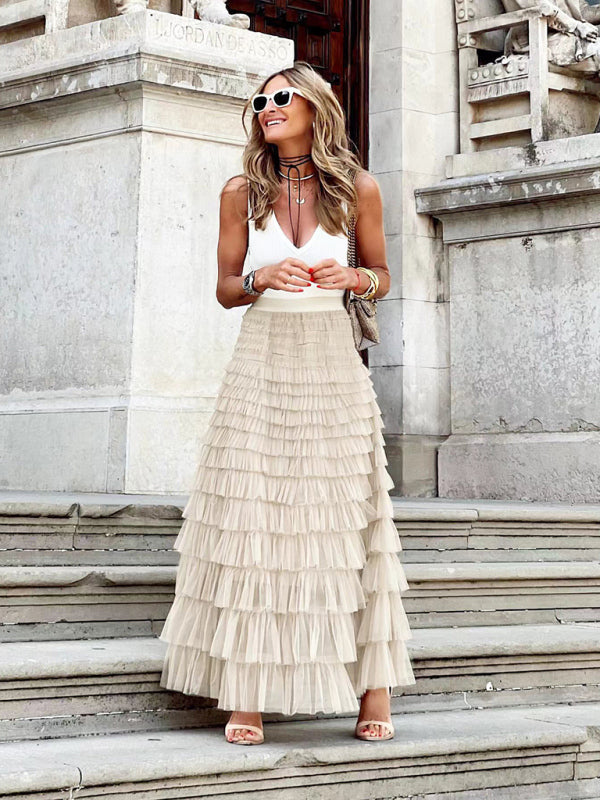 Valenzora | Trendy maxi skirt made of multi-layered tulle