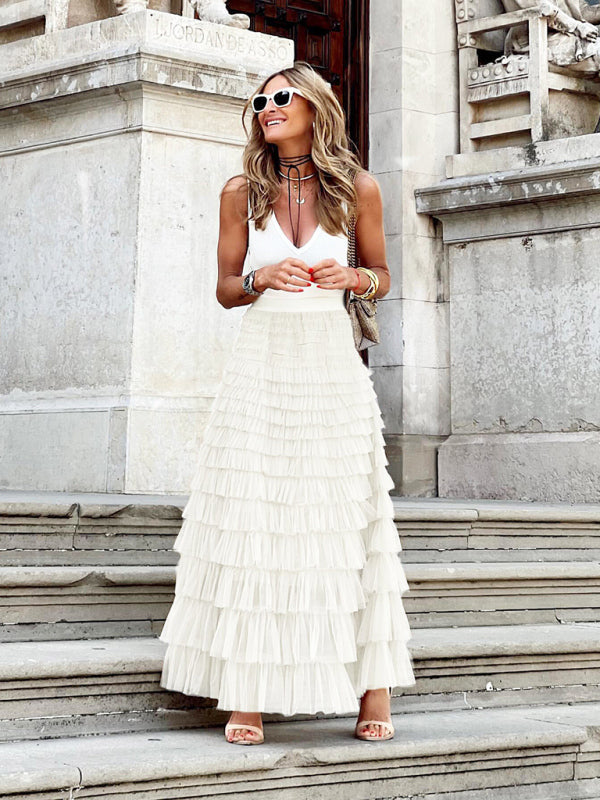 Valenzora | Trendy maxi skirt made of multi-layered tulle