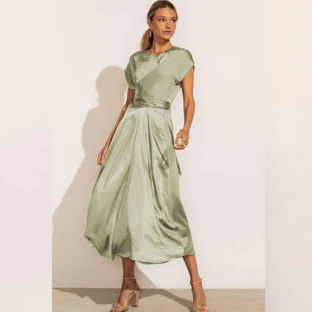 Valenzora | Elegantes Wickel-Midikleid aus Satin für Damen