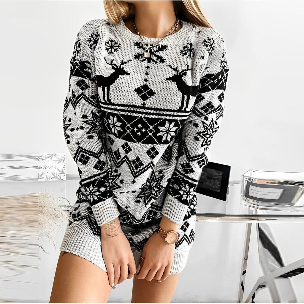 Valenzora | Fashionable knit dress with print