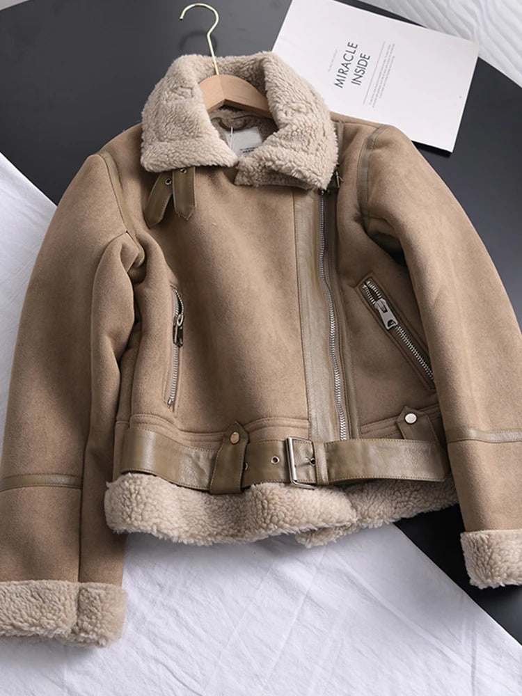 Women's Winter Thick Warm Suede Lamb Short Jacket