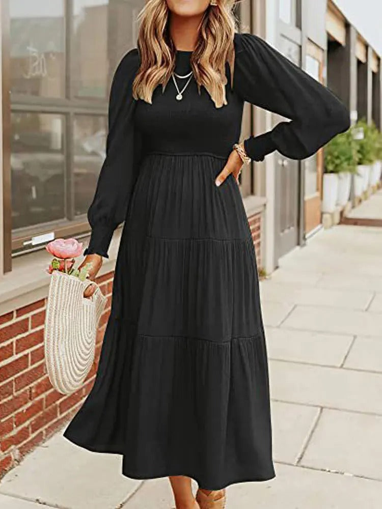 Valenzora | Midi dress with long sleeves and dinner jackets