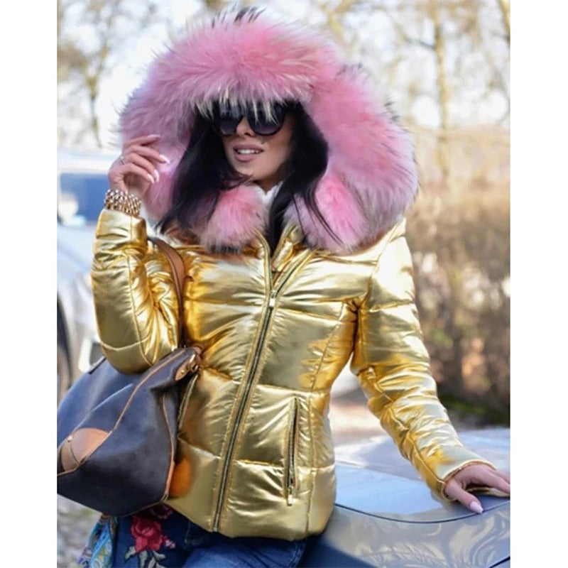 Valenzora - Paris - Stylish jacket with faux fur lining, hood and collar