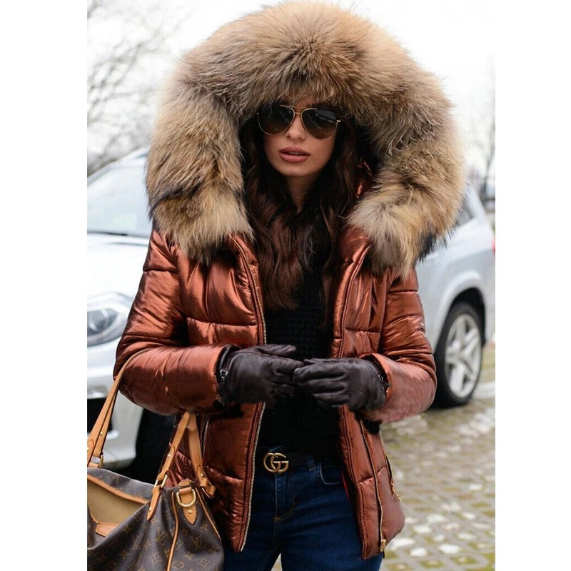 Valenzora - Paris - Stylish jacket with faux fur lining, hood and collar