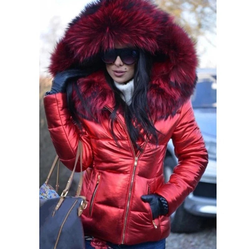 Valenzora - Paris - Stylish jacket with faux fur lining, hood and collar
