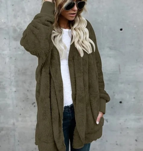 Valenzora Fleece Cardigan | Super soft, casual fleece cardigan with hood for women