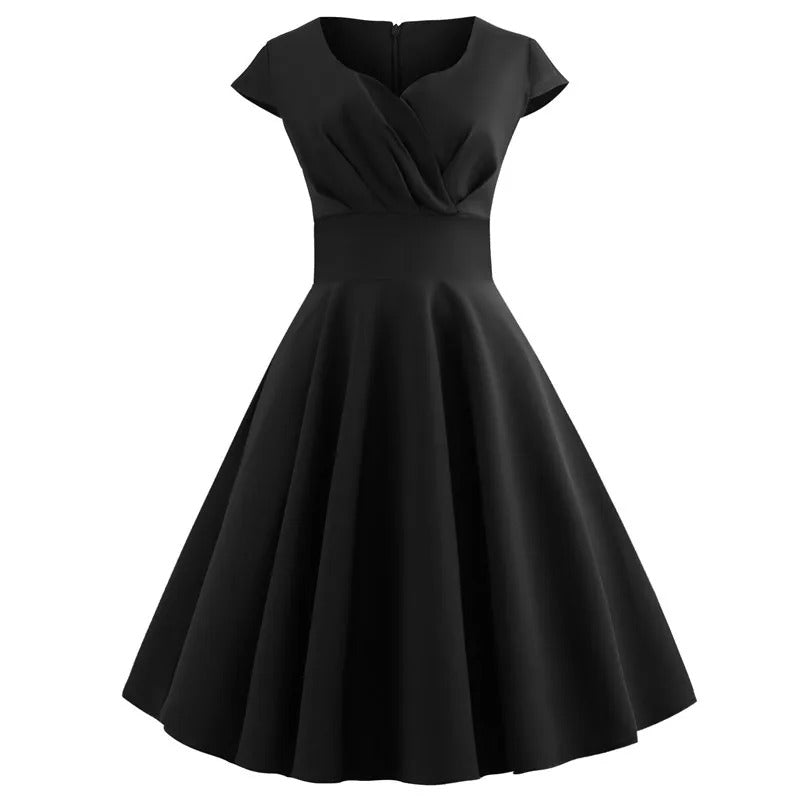 Valenzora | Vintage summer dress with a large V-neck, loose fit and ruffles