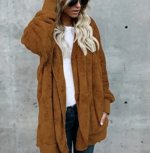 Valenzora Fleece Cardigan | Super soft, casual fleece cardigan with hood for women