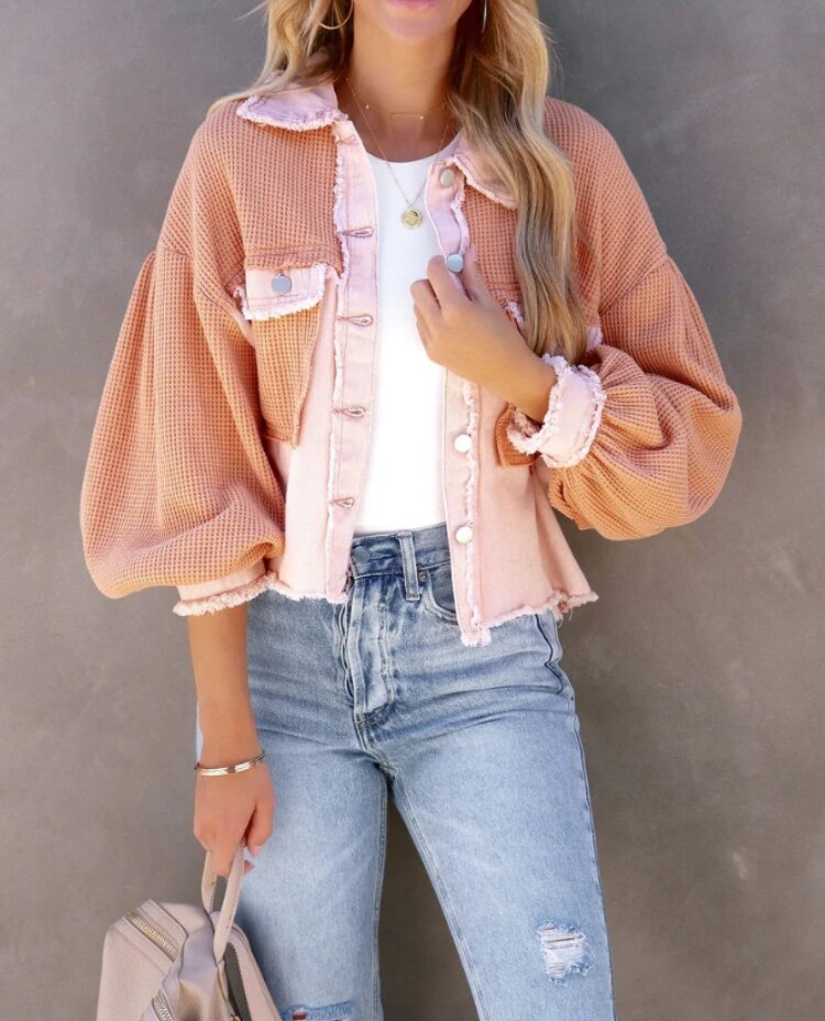 Valenzora Jacket | Modern women's jacket with ribbed velvet in pastel colors