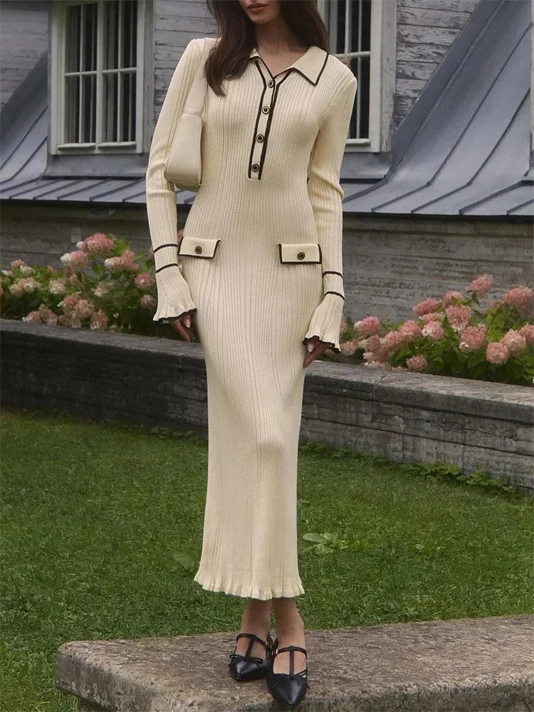 Valenzora | Elegantes Strickmantel-Kleid-Set mit hoher Taille