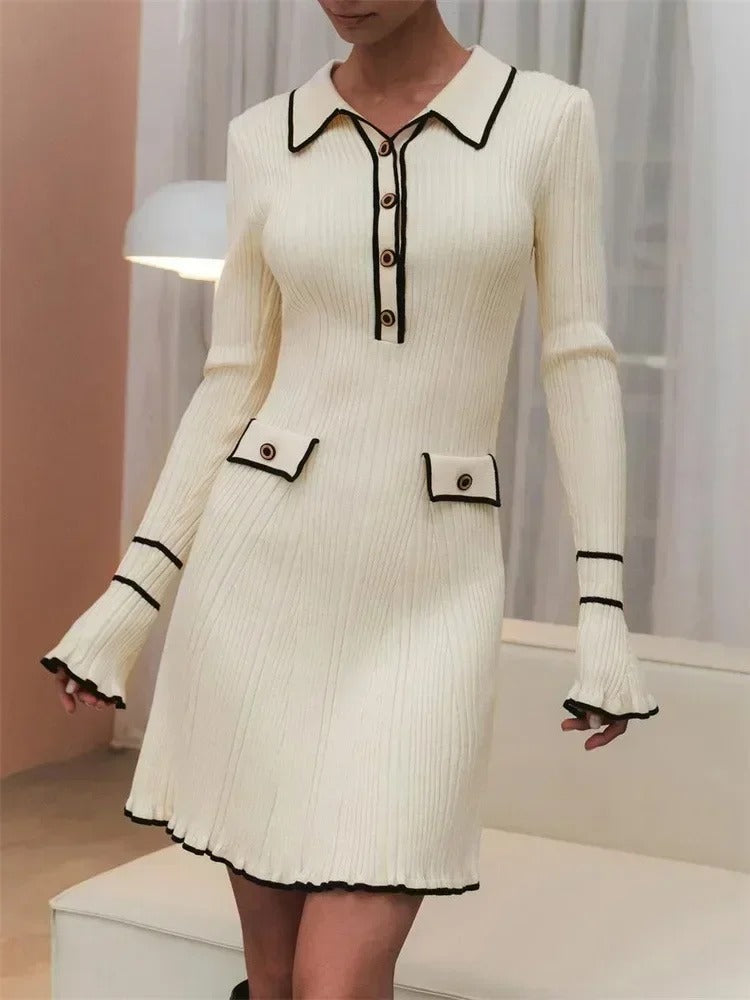 Valenzora | Elegantes Strickmantel-Kleid-Set mit hoher Taille