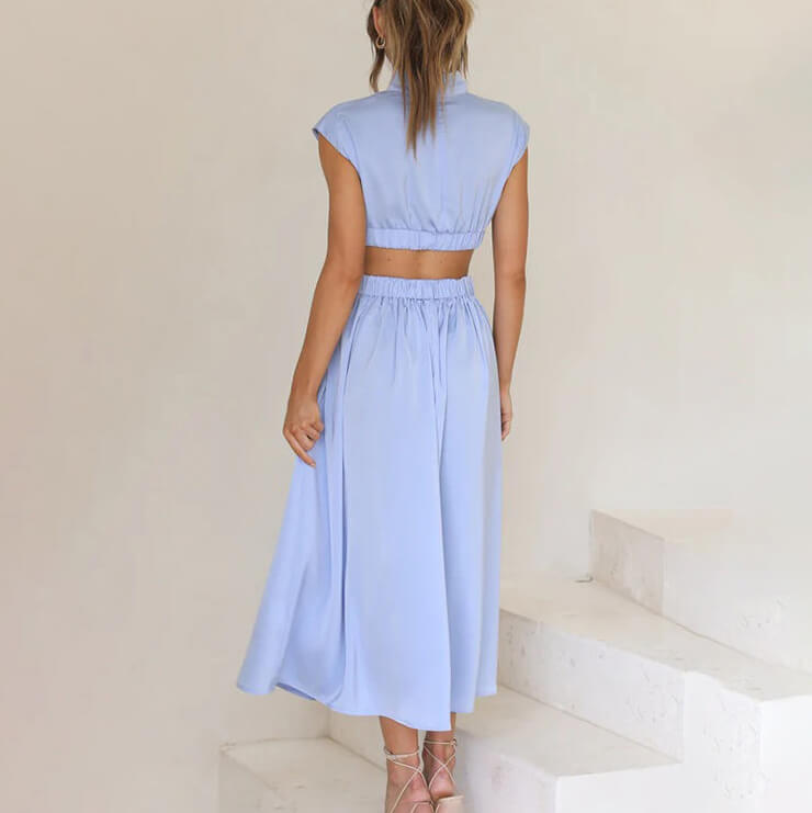 Dorothea | Pleated Dress with High Neckline