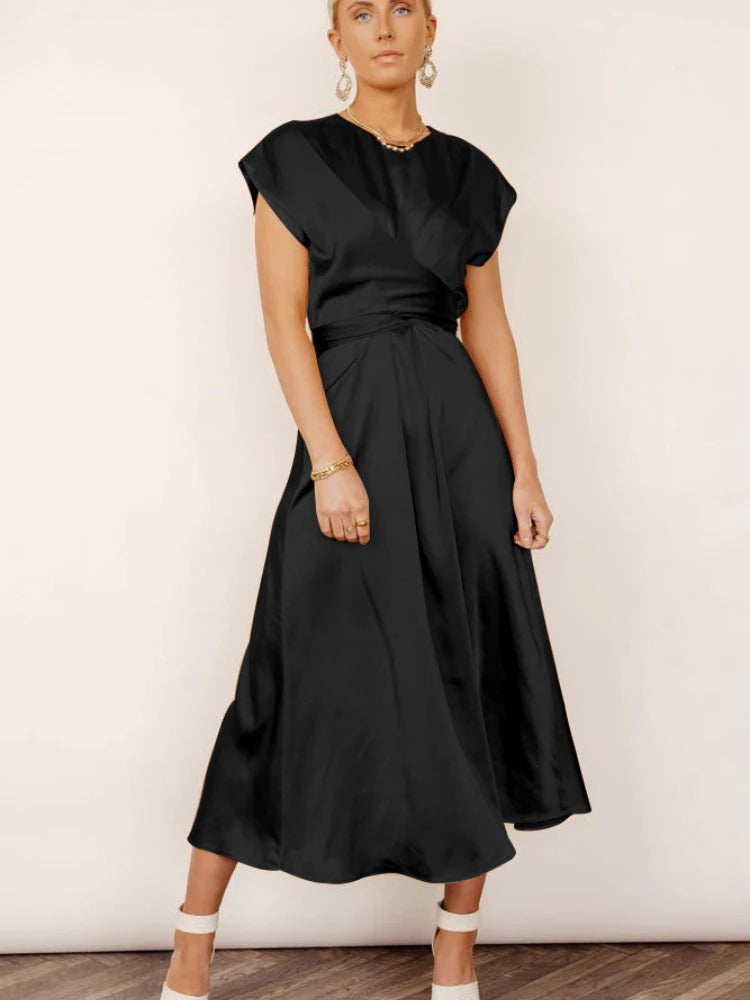 Valenzora | Elegantes Wickel-Midikleid aus Satin für Damen