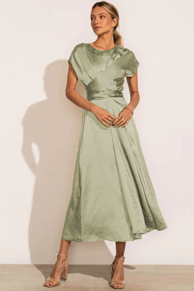 Valenzora | Elegantes Wickel-Midikleid aus Satin für Damen