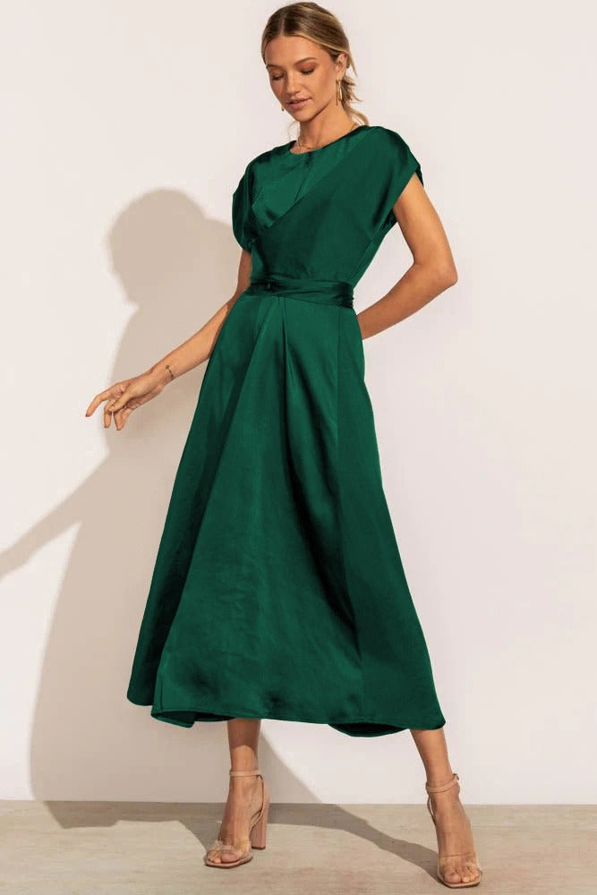 Valenzora | Elegantes Wickel-Midikleid aus Satin für Damen